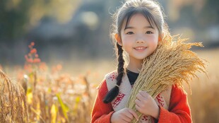 怡然自得的小女孩壁纸