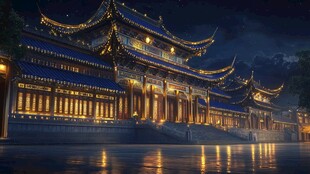 古建夜景效果