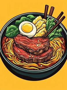 牛肉冷面插画