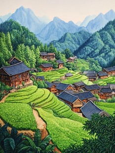 融水县风光插画