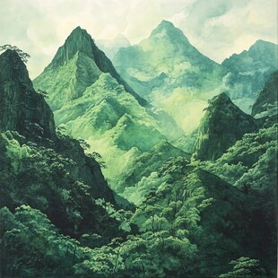 伏牛山主峰油画