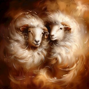 手绘梦幻羊风格装饰画