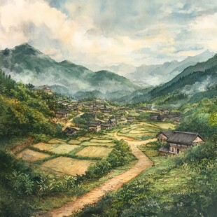 山村插画