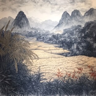 油画水稻