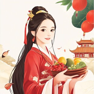 红枣美女插画