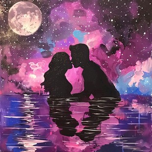 情侣彩水画
