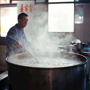 豆花泡馍熬制