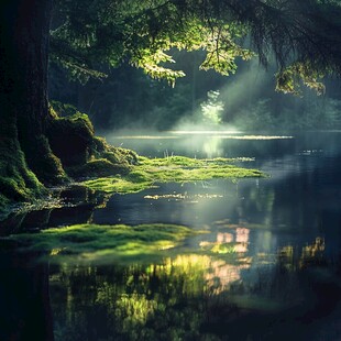 湖畔湖泊梦幻森林