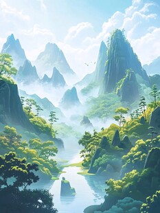 插画山水风景