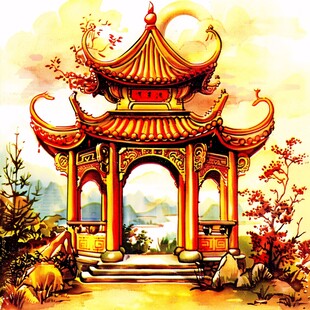 爱晚亭城市插画素材