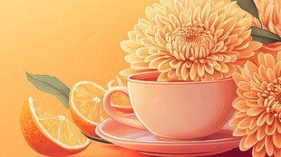 菊花茶插画