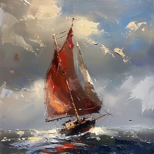 帆船绘画