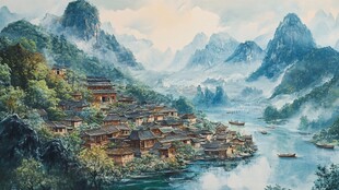 兴坪古镇油画