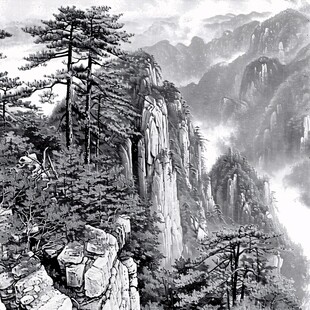 黑白迎客松