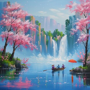 桃林仙境插画