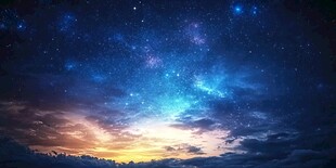 夜晚云彩星星