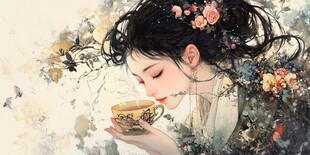 唯美古风少女插画