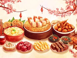 年夜饭插画