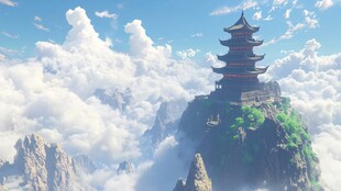 3d云海悬浮小岛