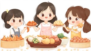 食品女孩插画