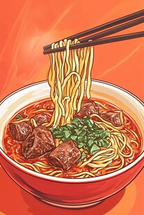 牛肉面插画