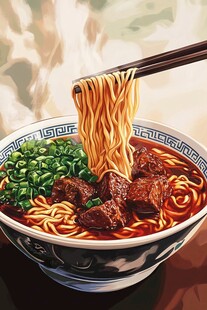 红烧牛肉面插画