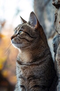 狸花猫脸部侧面特写