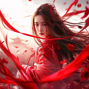 红衣少女设计古风