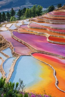 彩色钙华水池