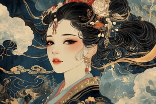 古风美女头像插画封面