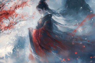 红衣少女设计古风