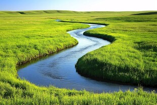 草原蜿蜒河流