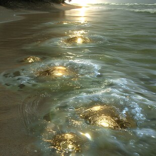 金色海潮浪花