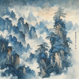 泼彩山水画