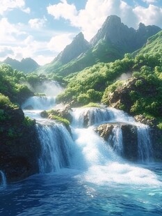 唯美风景山间流水