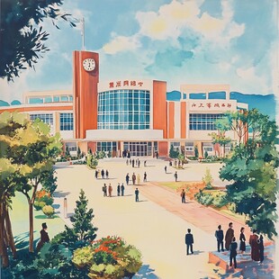 西北工业大学旅游插画