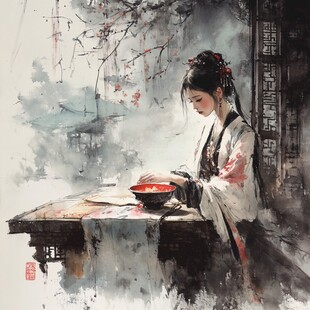 江南美女油画