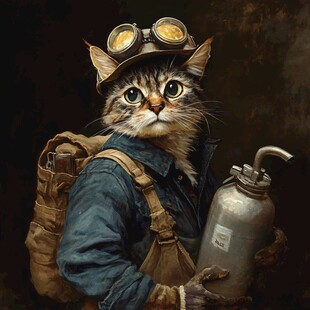 戴着蒸汽朋克护目镜的猫