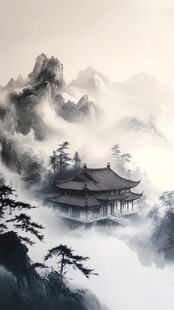 山水楼阁雅致意境风