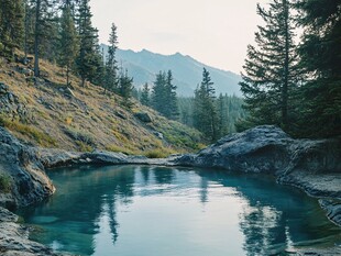 林间蓝色小湖