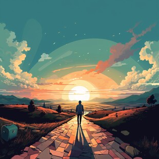 看日出插画