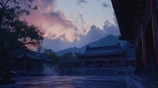 禅院夕照