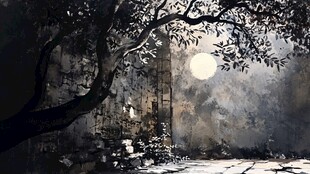 禅境秋夜极品意境插画