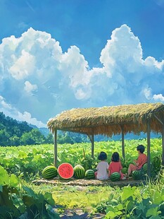 夏至插画场景