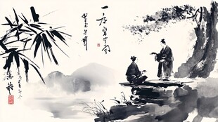 禅茶一味水墨画