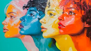 人脸色块拼接装饰画