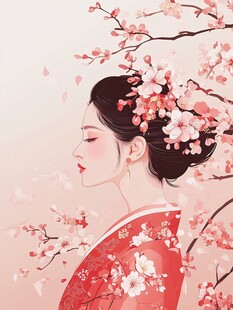 木棉花美女插画