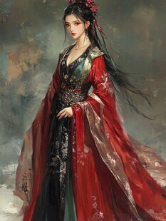 红衣少女设计古风