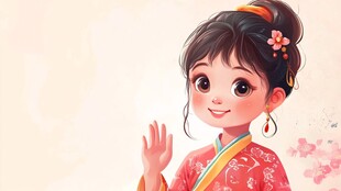 汉服卡通小女孩
