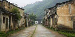 雨中古村